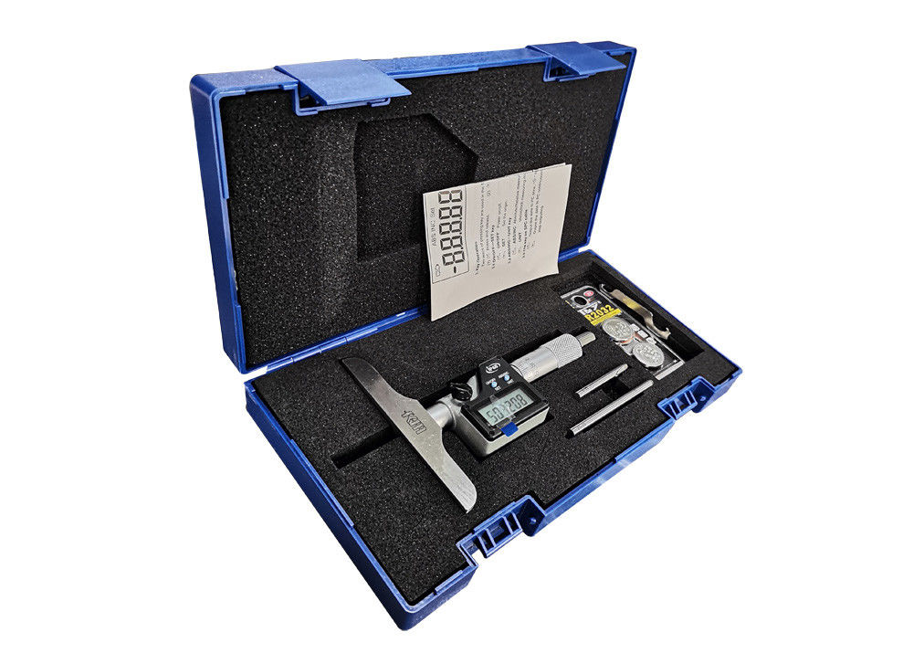 Digital Depth Micrometer 0-50mm with Interchangeable Rods for Wide Measurement