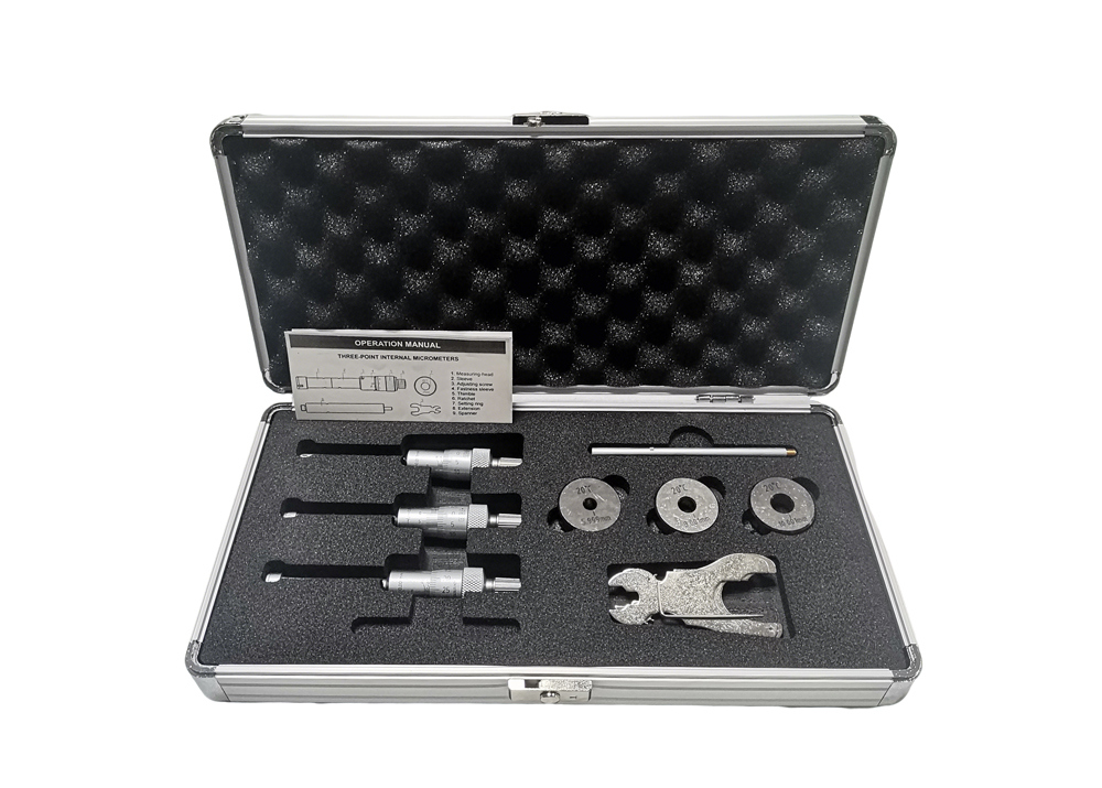 Three Point Internal Micrometer Set Includes Calibration Ring & Accessories
