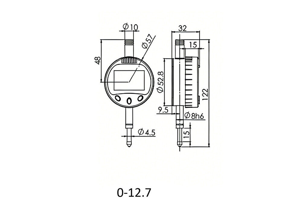 0-12.7mm/0-0.5″ Digital Indicator Small Size Electronic Dial Indicator For Small Space Measuring