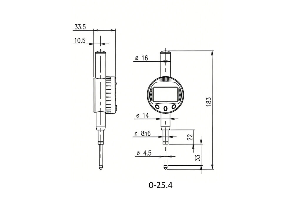 High Accuracy and Stable Performance 0-25.4mm Range Electronic Gauge with Data Output for QC Inspection