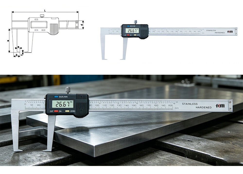 0-300mm/0-12" Flat Head External Groove Digital Caliper Special Digital Caliper 0.01mm/0.0005" High Resolution