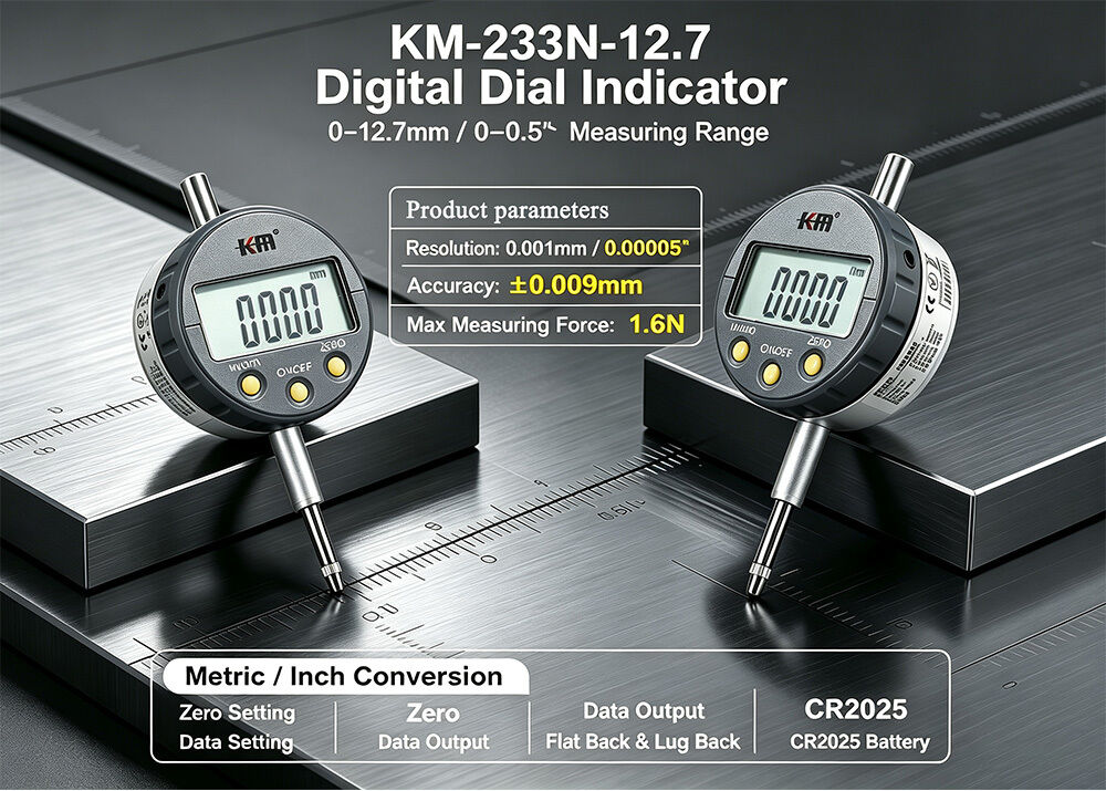 High Accuracy 0-12.7mm/0-0.5" Digital Micron Dial Indicator with Resolution 0.001mm/0.00005"